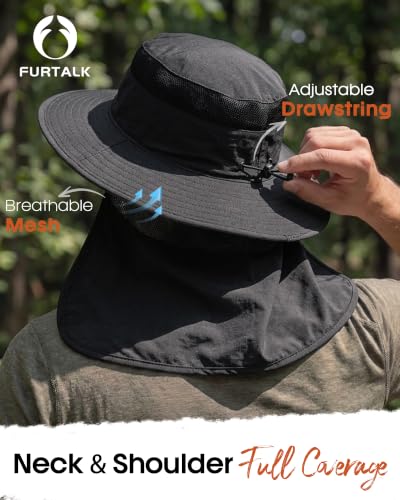 Image of FURTALK Sun Hats for Men Women Fishing Hat with Neck Flap UPF Protection