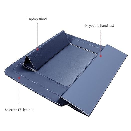 Image of TechTrendz Laptop Case Sleeve with Stand Adjustable & Foldable, Universal Multi-Function PU Leather Laptop Sleeve Case for MacBook Neo A3404, 13 /14 inch Laptop Bag with Heat Dissipation (Grey)