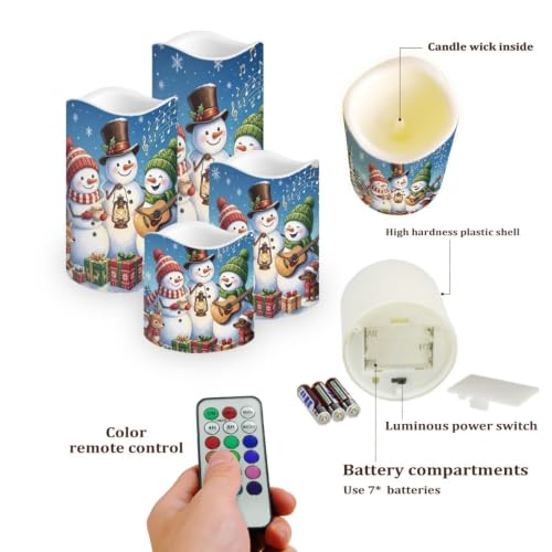Image of Christmas Snowman Flameless Battery Operated Candles Set of 4