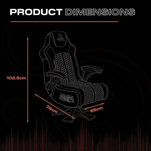 X-Rocker PlayStation Legend 2.1 Chaise de jeu avec piédestal et audio stéréo – Connectivité Bluetooth, vibration réactive, base pliable, similicuir facile à nettoyer pour enfants et adolescents – Image 3