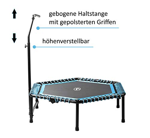 BODYCOACH Fitness-Trampolin 124cm groß klappbar höhenverstellbarer Haltegriff Gummiseil-Federung 6-eckig – Bild 4