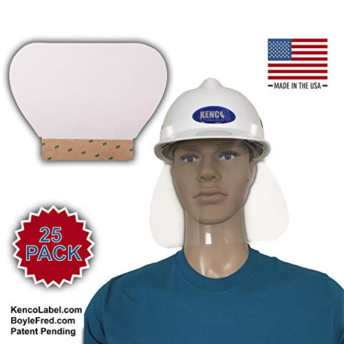 25 PACK PPE Safety Hardhat Style Face Shield with 3M Adhesive Attachment