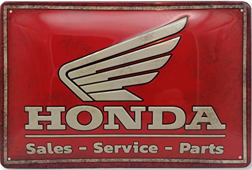 Mehr Relief-Schilder hier... Plaque décorative en tôle gaufrée pour les amateurs de Honda - 30 x 20 cm, rouge Cover