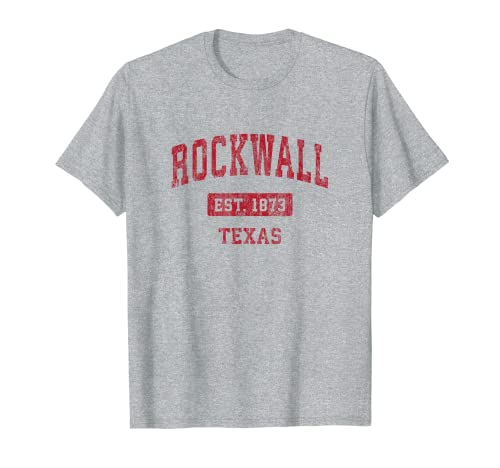 Rockwall Texas TX - Design sportivo vintage, colore: Rosso Maglietta