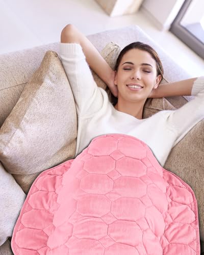 Image of Topblan Weighted Lap Blanket 7lbs for Adults, Small Weighted Blanket Throw for Napping, Relaxation, Calming and Travel, Skin Friendly & Machine Washable for All-Season Sleeping, Pink 24x29 inches