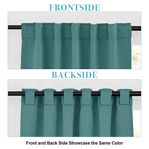 Image of RYB HOME Short Curtains Kitchen - Thermal Insulated Drapes Window Treatment Panels, Back Tab Hanging, Privacy Curtains for Bedroom Dining Cabin, 42 x 45 inch, Teal, 2 Pieces