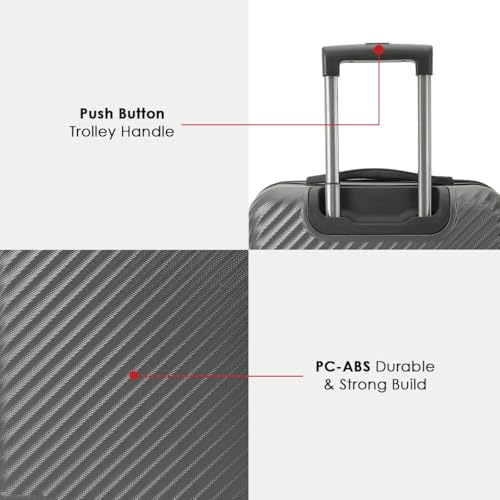 Image of Swiss Military Dusky Hard Top Trolley Bag 45cm with 15.4 inch Padded Laptop Compartment, 3 Dial Lock, Spinner Wheels, Cabin Size Lightweight Overnighter Travel Luggage Suitcase with Elastic Divider-Grey