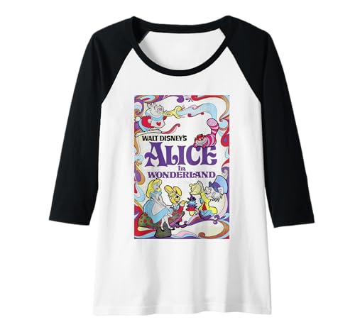 Donna Alice In Wonderland In Poster Maglia con Maniche Raglan