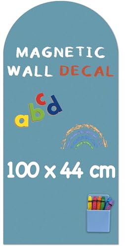 Vinilo Pizarra Adhesiva Magnética de Pared Diseño de Arco 100 x 44 cm - Superficie Mate Tipo Pizarra, Decoración para Hogar y Habitación Infantil (Celadón)