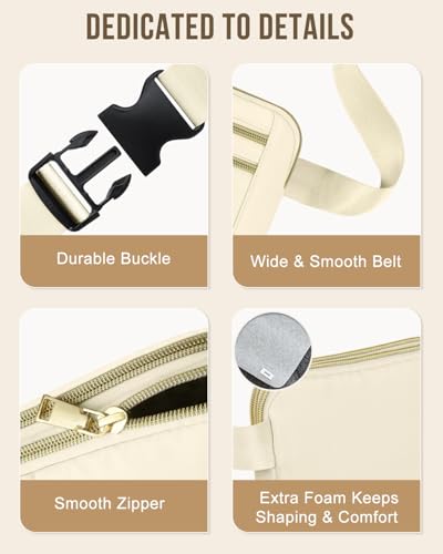 Image of Fanny Packs for Women 4 Zip Pocket Crossbody Belt Bag Waist Bags | Waterproof, Fashion Waist Pack, Crossbody Bags for Women, with Adjustable Strap, for Workout,Running,Traveling(Ivory,L)