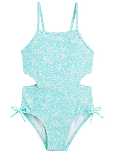 Image of LIZENS Girls One Piece Swimwear Cut Out Floral Print 2-12Years Bow Beach Bathing Swimsuit