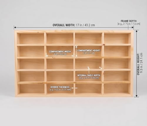 Image of BestofCRAFT Wooden Display for Cars LED 20-Compartment Die Cast Case - Polished Smooth Finish Display for 1:64 | Rack for Hot Wheels, Matchbox & Miniature Cars