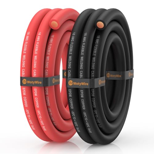 WotyWire 1/0 Gauge Wire Heavy Duty Battery Cable 5FT Red + 5FT Black