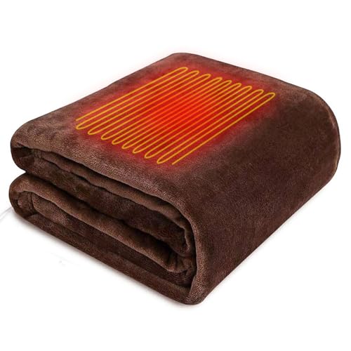 電気毛布 掛け 敷き 兼用 電気ひざ掛け 温度調節 自動オフ タイマー付き USB給電 電気ブランケット LEDディスプレイ表示 防寒対策 USBブランケット ひざ掛け 肩掛け 洗える 大判 省エネ キャンプ 車中泊 テント泊 アウトドア オフィスのサムネイル