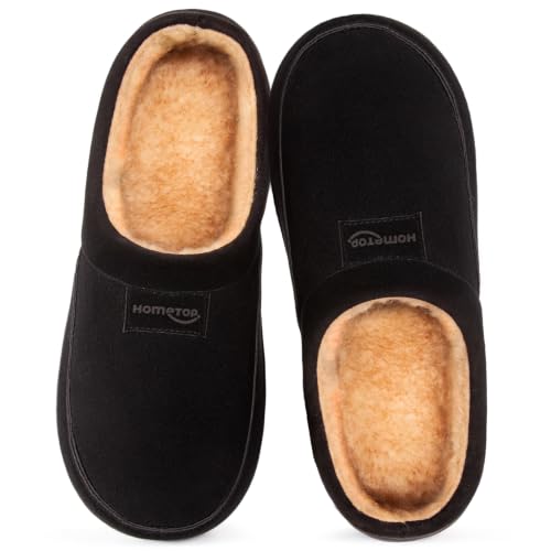 HomeTop Men's Moccasin Slippers Soft Warm Non-slip Memory Foam Indoor