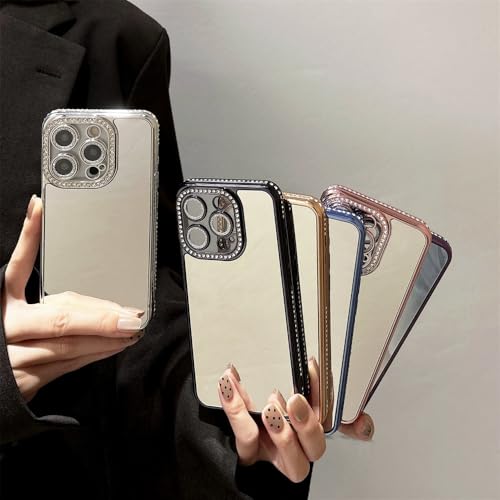 Coque iPhone 14 Pro Max antichoc paillettes bleu effet miroir