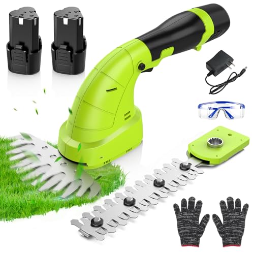 12V Tagliasiepi a Batteria 2 in 1 Elettriche Tosaerba per Arbusti Erba Prato con 2 pezzi Batteria da...