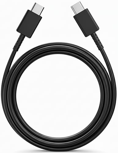 Image of 25W USB C to C Fast Charging Cable compatible with Samsung Galaxy S A M F Z Series - S23 S22 S21 21 FE S20 A54 A34 A14 A15 M14 M34 M54 M53 M13 5G F14 F15 - Original PD Rapid Charging (Black)