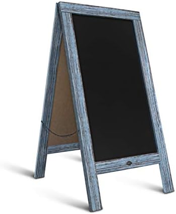 HBCY Creations 40" x 20" Denim Blue Solid Pine Wood A-Frame Magnetic Chalk Board Sign, Menu Chalkboard, Framed Chalkboard, Outdoor Sign, Standing Chalkboard, Sandwich Board