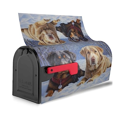 Image of Dujiea Labrador Retriever Dog Mailbox Wrap - Waterproof Magnetic Post Box Cover (Standard Size 21 inch L x 18 inch W) for Garden Yard & Home Decor