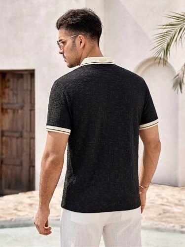 Image of TAGDO Men's Chain Jacquard Polo T Shirt | Half Sleeve | Comfortable Fit Wear | Stylish Casual Look | Breathable Feel |Modern Style | Easy Movement | Everyday Wear (Polo)