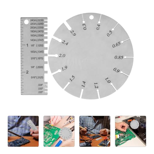 FUOYLOO 2 piezas Calibrador de espesor de metal de acero inoxidable, herramienta doble cara para inspección de soldadura y medición precisa de chapa y núcleo sólido miniatura 5