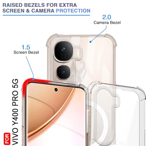 Image of AESTMO Clear Back Cover for Vivo Y400 Pro 5G | 360 Protection | Transparent Back Cover (PC + TPU, Compatible with MagSafe Accessories, Transparent Bumper)