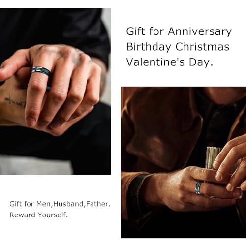 Tungsten Rings for Men,8mm Width Black,High Polished Wedding Band for Man,Personality Fashion Jewelry,Men's Galaxy Collection Ring,Mens Promise bands,7-14 Size,Gift Box4