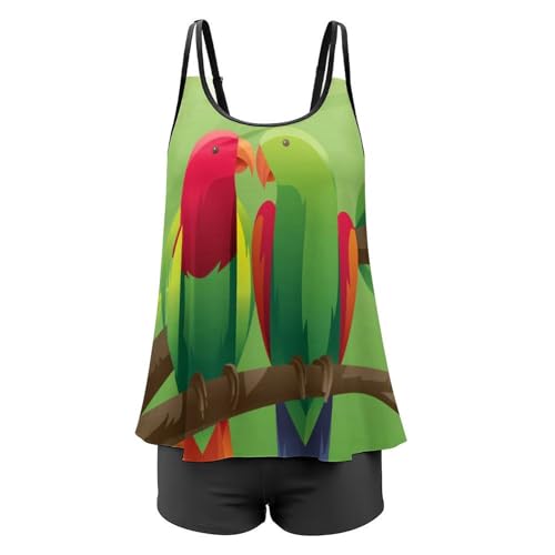 Maillot de bain tankini perroquet avec short pour femme