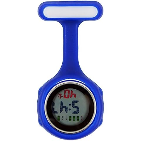 Digital Nurse Watch Fob for Women Men Multi Function, Infection Control Design, Silicone Nurses/Brooch/Tunic/Fob/Pocket/Carabiner Watch with Pin/Clip-On Nurse Doctor Paramedic Watch with Light Blue Cover