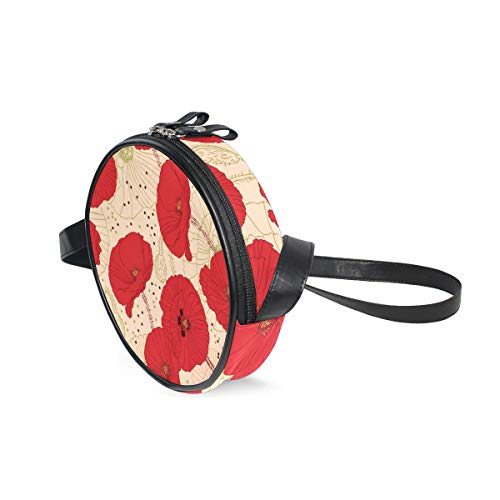 Coosun Sac à bandoulière rond Motif coquelicot Pour enfants et femmes