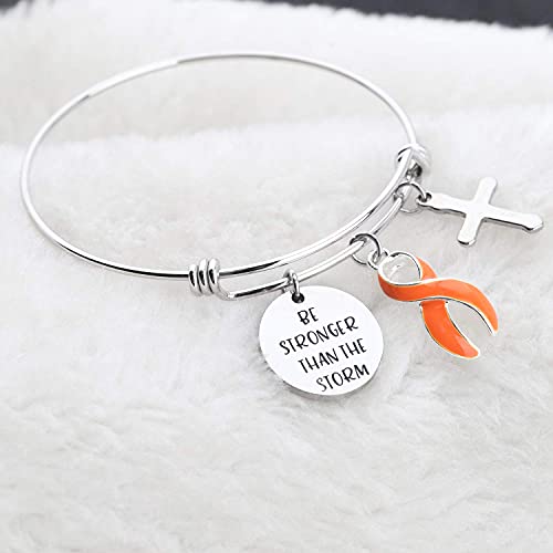 CENWA Orange Awareness Jewelry Orange Awareness Ribbon Survivor Gift Leukemia Warrior Gift Be Stronger Than The Storm Leukemia Awareness Bracelet4