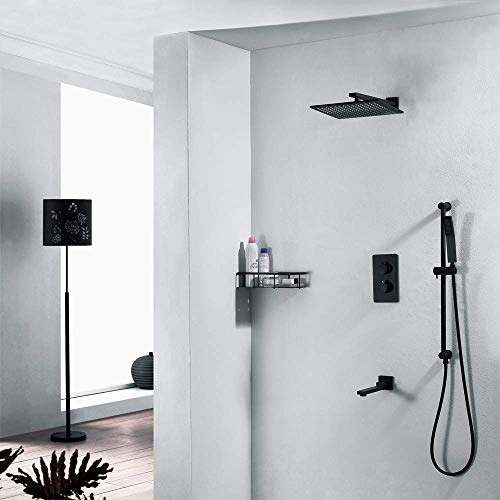 Colonne de douche thermostatique carrée 25 cm Pomme pour salle de bain moderne