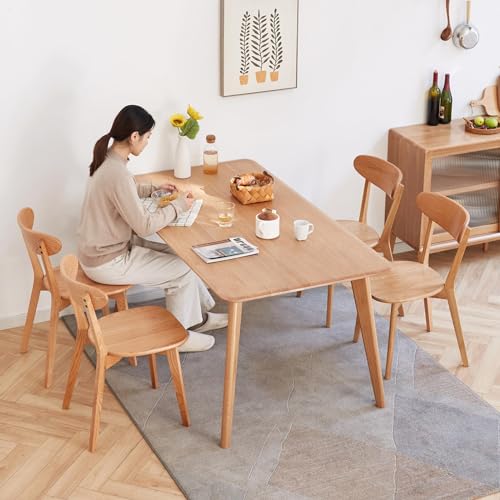 Sillas de comedor de madera de roble estables para estudio y dormitorio 8