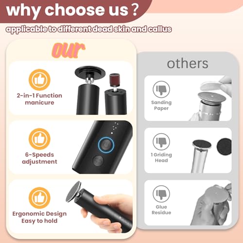 Rechargeable Electric Foot Callus Remover - 2 in 1 Nail Grinder - Image 3