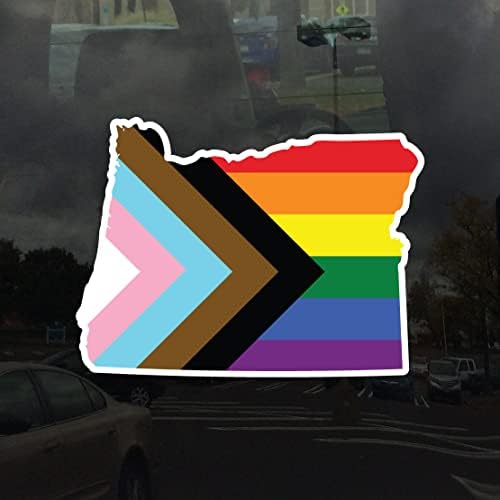 Applicable Pun Oregon State Progress Pride Flag - Vibrant Static Cling Window Cling - 5 inch image 4