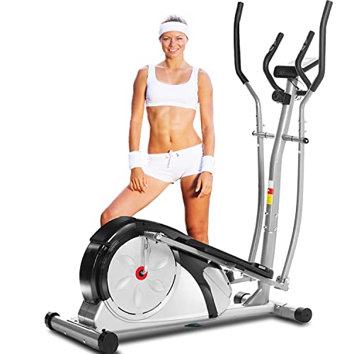 FUNMILY Elliptical Machine, Elliptical Trainer for Home Use with LCD Monitor and Pulse Rate Grips Magnetic Smooth Quiet Driven Max Weight Capacity 350Lbs