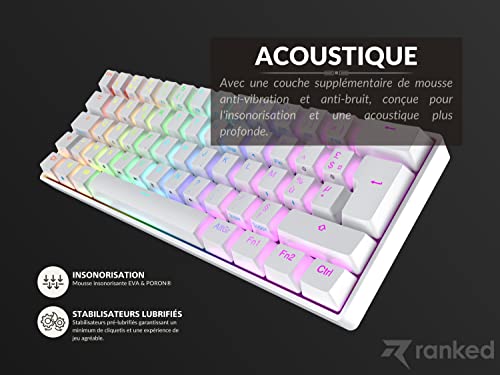Clavier PC et Mac Ranked N60 Nova Blanc pour un setup gaming épuré et lumineux - 5