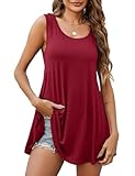 JollieLovin Womens Sleeveless Comfy Plus Size Tunic Tank Top With Flare Hem - Wine Red, 3X