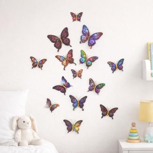 Image of Rangoli 3D Multicolor Butterfly Wall Stickers with Magnet | Removable Self Adhesive Wall Decor for Living Room, Bedroom, Kids Room | Wall & Iron Surface Decoration. Design-23