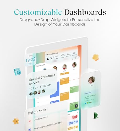 cozyla mate digital calendar 2 156 inch wall touch screen chore chart customizable dashboard smart electronic calendar for family schedules meal planner support app store with stand white
