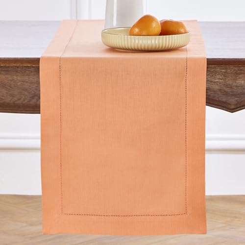 Solino Home Camino de mesa de 100 % lino puro de 14 x 48 pulgadas, ideal para tocador y mesas de centro, dobladillo clásico, verano