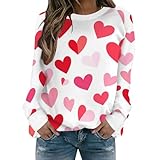 2026 sudadera para mujer San Valentín moda manga larga suéter cuello redondo Color sólido Top al aire libre grandes tamaños ropa para primavera otoño invierno chaqueta básica barata, blanco, M