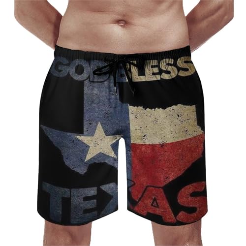 Mens Texas Flag Map Print Swim Trunks Beach Shorts Summer Sports Running Bathing Suits