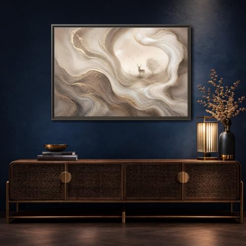 Tableau cerf marron or toile imprimée nature grand format salon - 4
