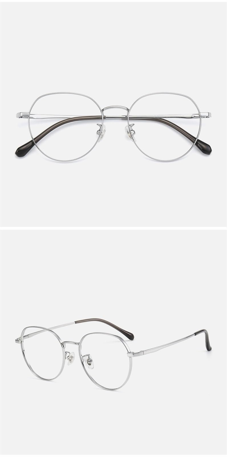 Montura óptica femenina Montura de gafas de semititanio con marco redondo