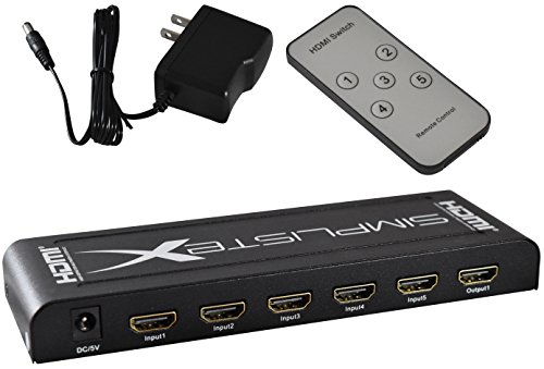 Simplistex® - 5x1 HDMI Switcher/Selector W/IR Remote Control - Supports 3D, 1080P, 16 Bit Color Simplistex® - 5x1 HDMI Switcher/Selector W/IR Remote Control - Supports 3D, 1080P, 16 Bit Color