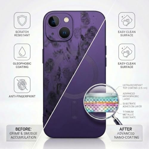 Image of amazon basics Premium Mag-Safe Case for iPhone 15 | Shockproof & Anti-Scratch Cover | Soft Silicone with Wireless Charging | Camera Lens Guard - Light Purple