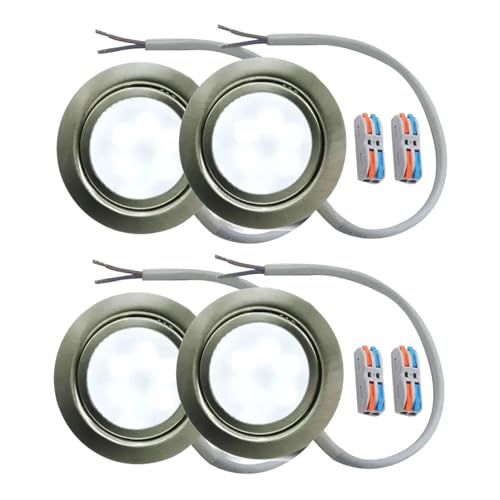 eufeifeiegds 70mm DC 12V 230V ߍݎ LED Cg 3W 2 1/2C` Lo [^[z[ LsOJ[ g[[Cg V_ECg 20W(4 PCS,White 6000K,AC 220-24