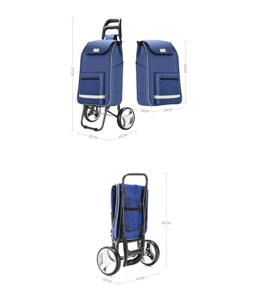 Leichte 2 Räder zusammenklappbare Einkaufstrolley,Einkaufswagen mit reflektierenden Streifen,wasserdicht strapazierfähig… – Bild 3